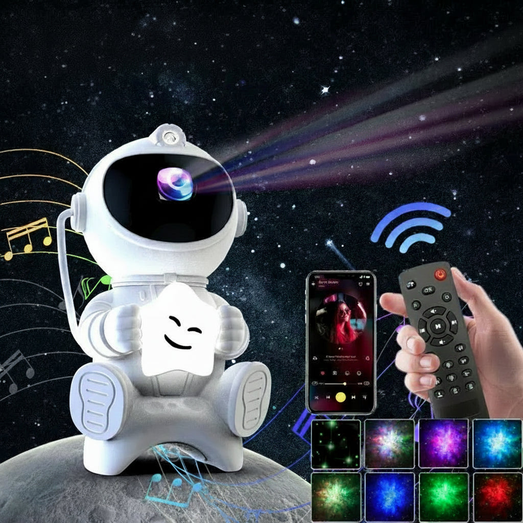 Projetor Galáxia Astronauta – Transforme seu Quarto em um Universo!