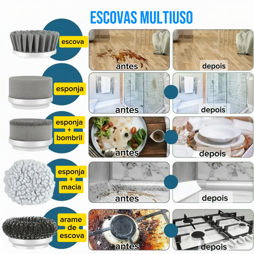 SuperEscova 5 em 1 - Escova de Limpeza Elétrica Recarregável Premium