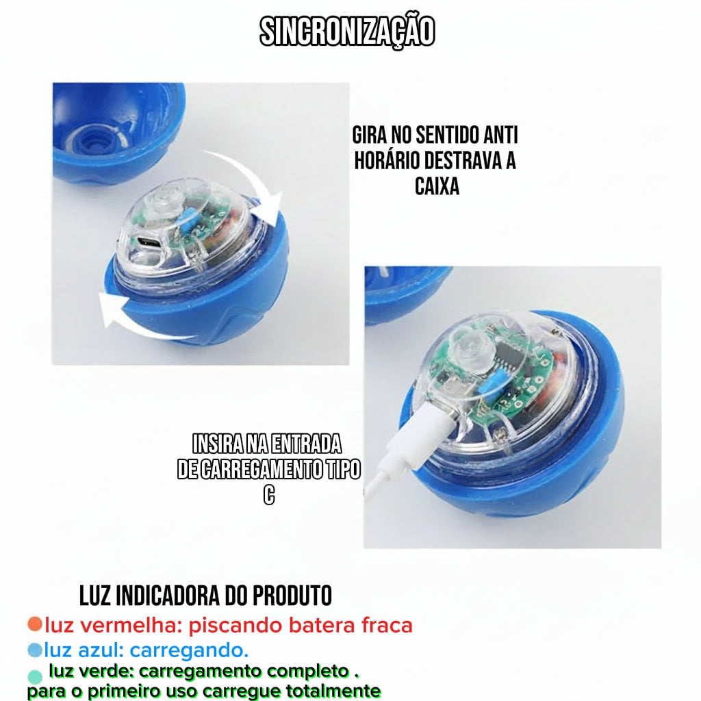 Bolinha Rolante Automática Recarregável para Cães e Gatos
